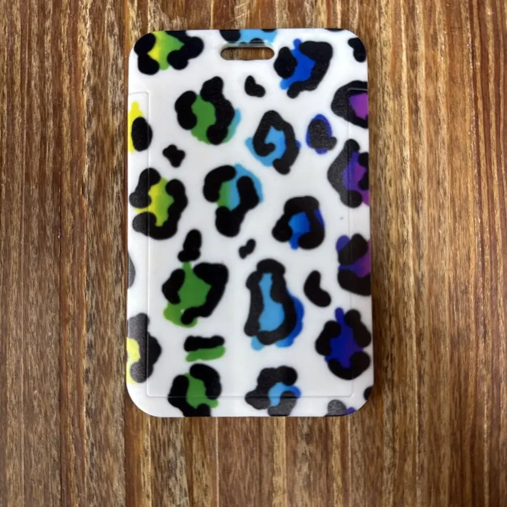 Colorful Leopard Print Badge ID Holder